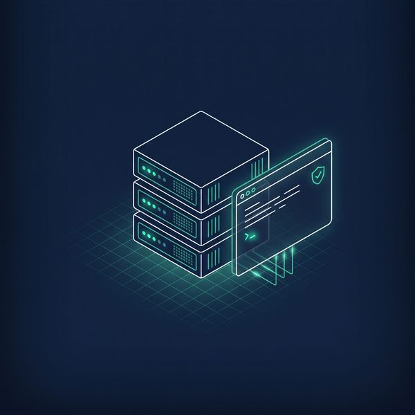 Illustration: Server-Rack mit Terminal-Fenster